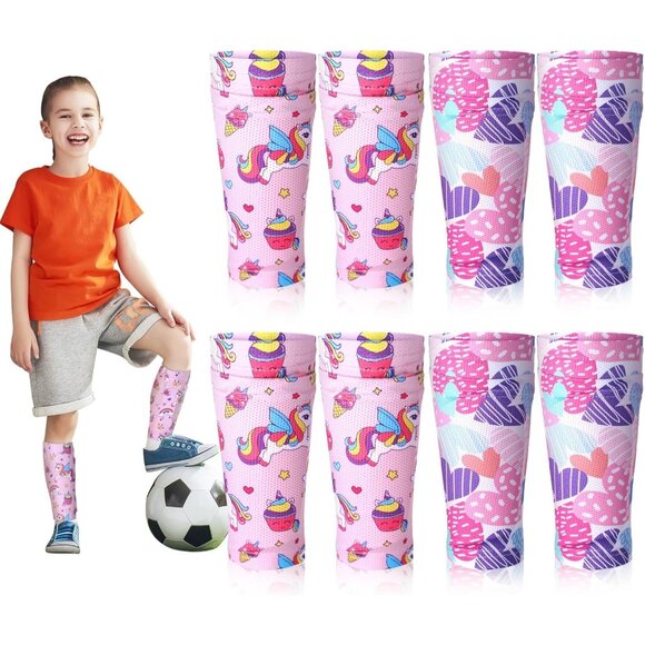 Croloose Kids Soccer Shin Guard Socks 4 Pairs Non-Slip Protective Gear Small - Picture 1 of 7
